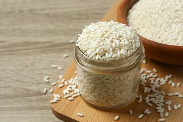 Composition with white rice on the table