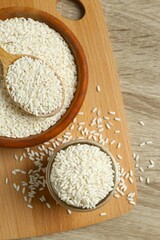 Composition with white rice on the table