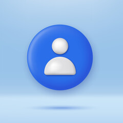 3D User icon. Avatar, human, person, and people symbol. Business icon. Minimalist cartoon icon. 3D vector render illustration.
