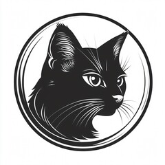 Stylized feline head in silhouette, right-facing within a circular frame