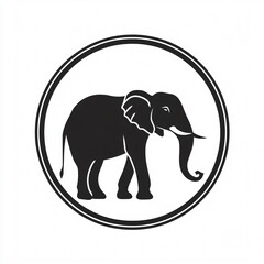 Fototapeta premium Elegant elephant logo enclosed in a double circular border