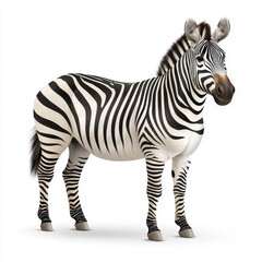 Fototapeta premium Striking Zebra Portrait Against White Background