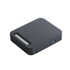 Fototapeta premium A sleek and compact black portable charger designed to efficiently power up mobile devices on the go, featuring a USB port for quick charging.