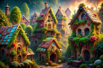 Fototapeta premium Vibrant Gingerbread Houses Urban Exploration Photography