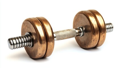 Fototapeta premium A pair of dumbbells with shiny metallic finishes, isolated on a transparent white background 