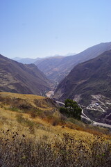Fototapeta premium Hiking the Hidden Inca trail in the beautiful and dramatic Andes Mountains of Peru