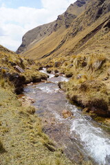 Hiking the Hidden Inca trail in the beautiful and dramatic Andes Mountains of Peru