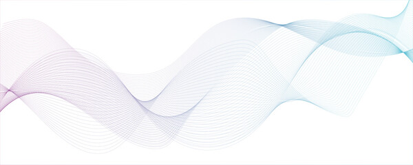 Abstract blue and porple wave geometric Technology, data science frequency gradient lines on transparent background.  Modern blue moving lines design element. Futuristic technology concept.