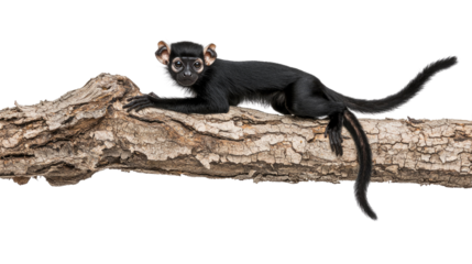 Black monkey resting on a branch showcasing its playful nature and unique features in nature