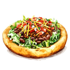 Vector Illustration of Indian Taco on Fry Bread