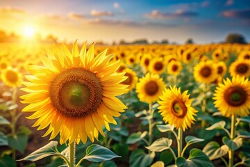 Obraz premium Vibrant Sunflower Pattern Background with Copy Space for Text