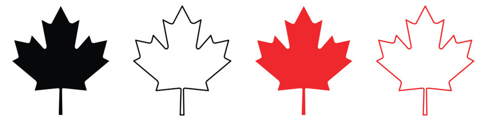 maple leaves icon collection isolated on white background. Canadian maple leaf silhouette vector,vector illustration