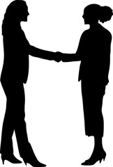 silhouette of two business people shaking hands