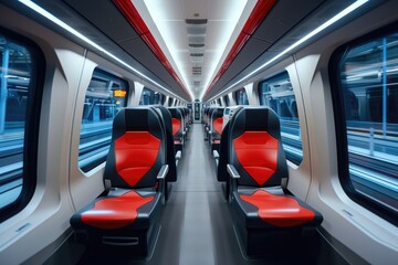 Fototapeta premium Future of travel, high-speed train in motion