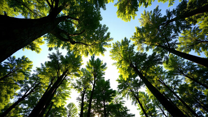 Fototapeta premium Vibrant Canopy View of Lush Green Trees in a Sunny Environment