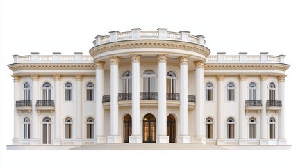 Obraz premium Grand Neoclassical Building Facade with White Columns and Balconies