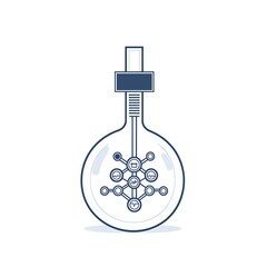 Obraz premium Lab flask with molecule research.