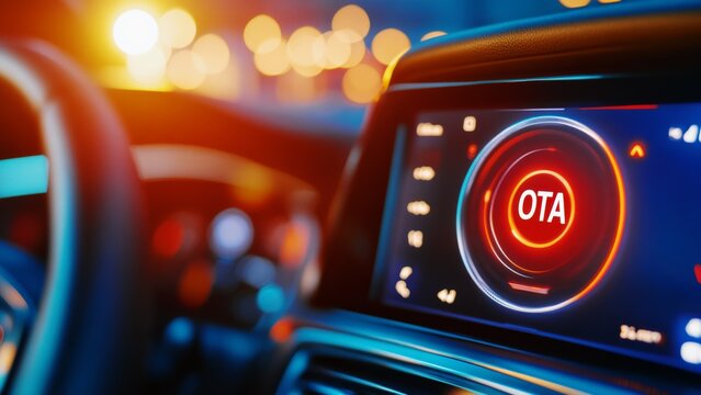Car dashboard showing OTA firmware update system