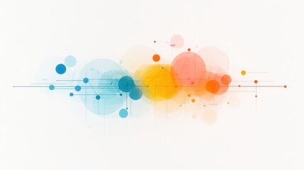 Abstract financial data visualization with connected nodes and colorful overlapping circles