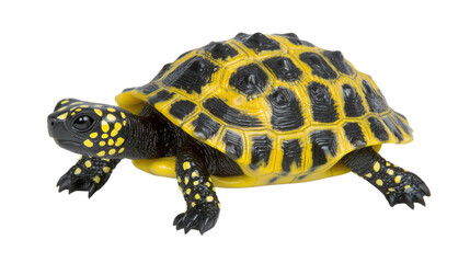 Obraz premium Realistic Yellow and Black Painted Turtle Model for Educational and Decorative Use