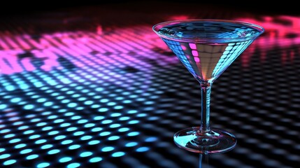 Martini Cocktail on Neon Background