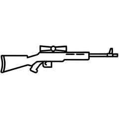 Sniper Rifle Outline Drawing Art