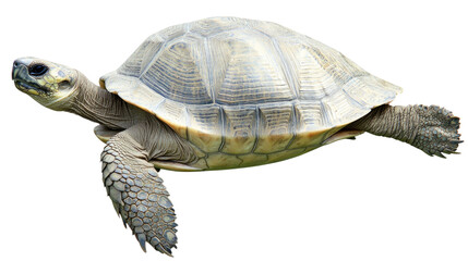Obraz premium Realistic Close-Up of a Majestic Tortoise Crawling on a White Background