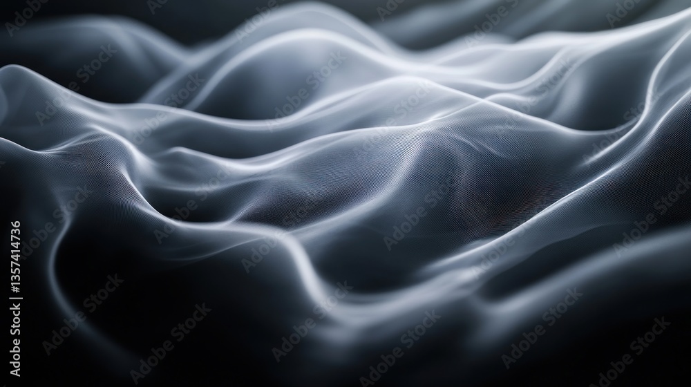 Poster abstract fluid flow digital data visualization design showing flowing wave light backdrop