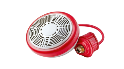 Round Red Smoke Alarm Device with White Grill and Amber Connection for Safety Applications