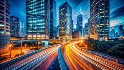 Fototapeta premium Long Exposure Light Trails Urban Night Cityscape Design