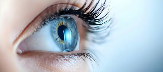 Fototapeta premium Close-up of a human eye revealing intricate details and vibrant colors, symbolizing perception and vision.