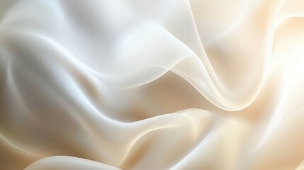 Obraz premium Soft Waves of Creamy White Silk Fabric Flowing in the Sunlit Studio Creating a Serene Elegance