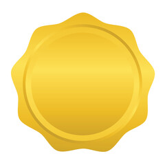 Gold medal vector illustration, golden medal prize, medal clip art, isolated on white background, blank golden badge, empty gold emblem