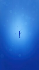 Fototapeta premium Deep sea diver amidst bioluminescent plankton with glowing light