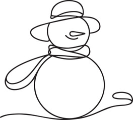 Snowman continuous line art drawing black vector