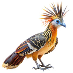 Fototapeta premium Majestic Hoatzin Bird with Striking Crest and Vibrant Plumage on Black Background