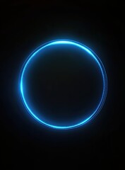 Obraz premium A digital art illustration of a glowing blue ring with tiny light dots around it, dark background, cool lighting, sci-fi style with a mysterious and futuristic atmosphere