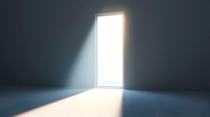 A single open door bathed in radiant light