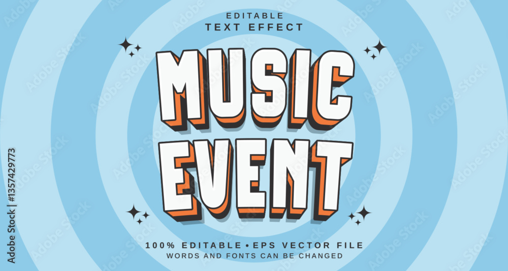 Poster editable text style effect - music event text style theme.