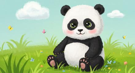 Fototapeta premium Panda eating bamboo isolated on PNG white transparent background.