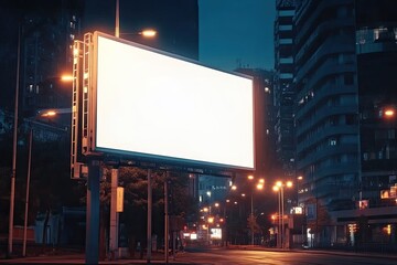 High Detail Visual of City Light Advertising Billboard Mockup Left View