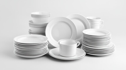 Minimalist tableware elegance white plate arrangement refined presentation and pure color for dining setting