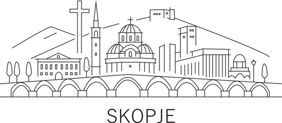 Obraz premium Skopje City Line Draw Simple Minimalist