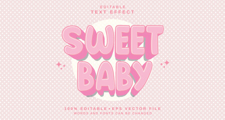 Editable text style effect - Sweet Baby text style theme.