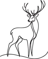Stag slightly continuous line art drawing black vector