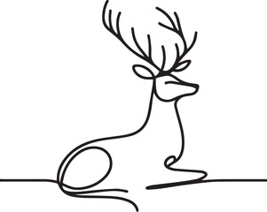 Stag slightly continuous line art drawing black vector