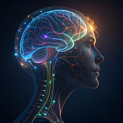 human head silhouette with brain