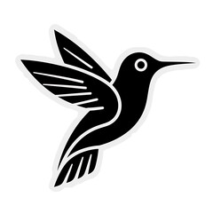 Minimalist Hummingbird Logo, Black and White Vector Bird Illustration, Modern Monochrome Design