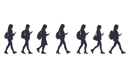 Obraz premium Students walking with phones