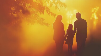 Fototapeta premium Abstract family bond in warm tones, soft light, gradient backdrop